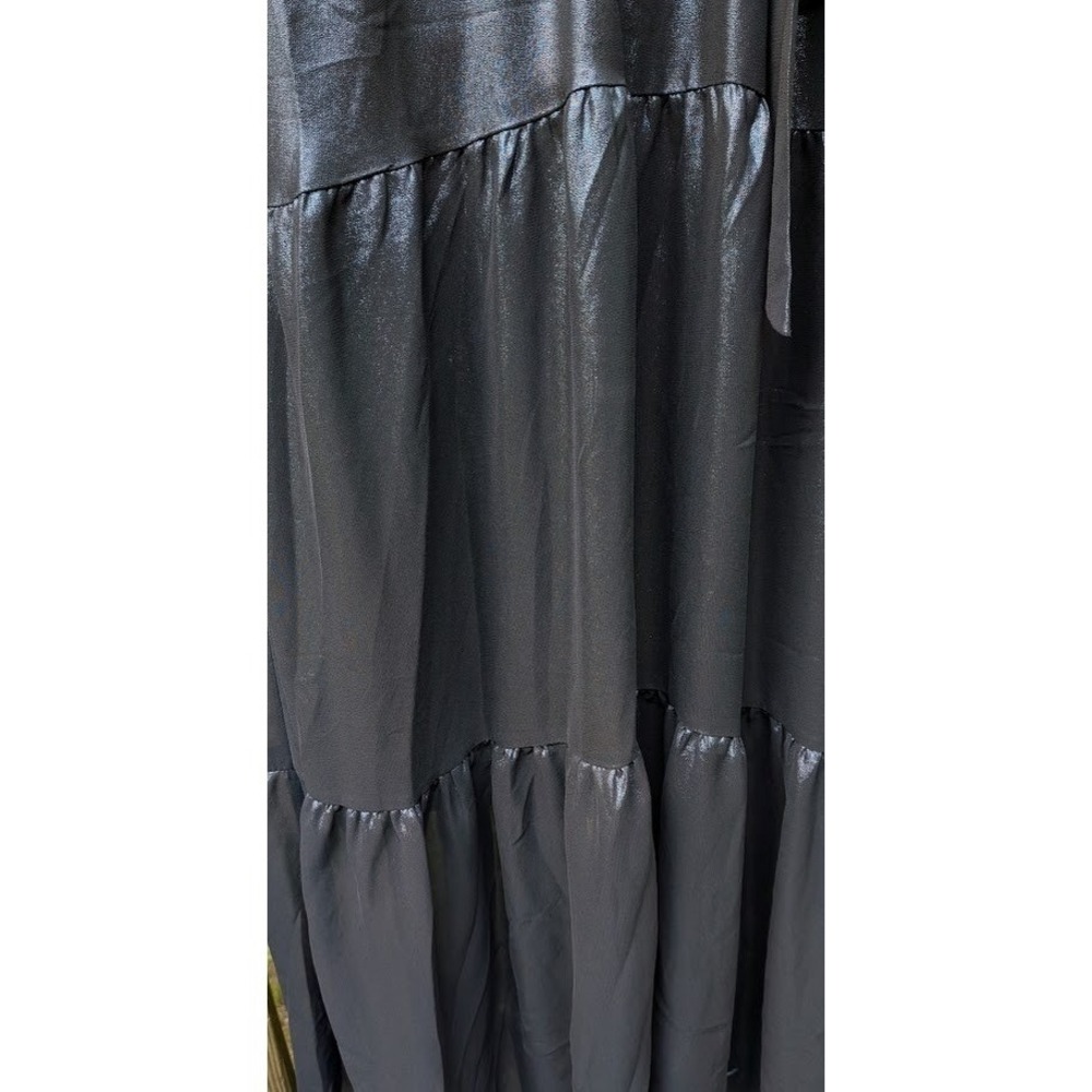 New Simply Vera Wang Maxi Dress M Shiny Blue Iridescent Tiered Glam Shimmer - Picture 8 of 15